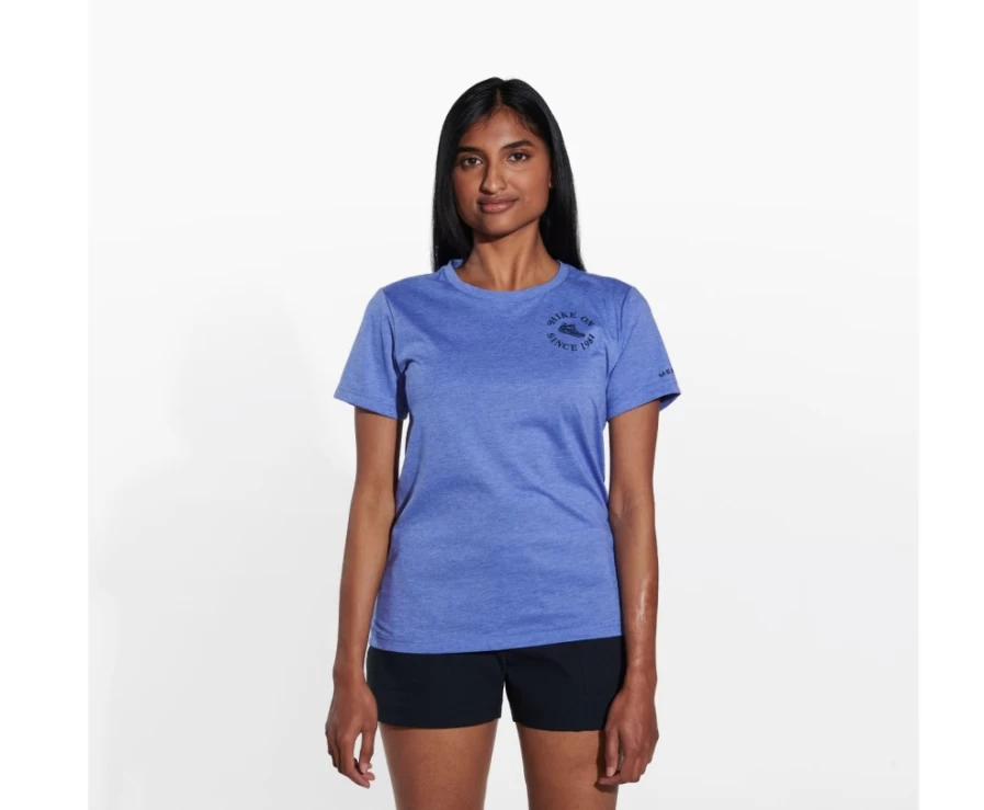 Merrell Women's Baja Blue Heather Hike On Tee - Lightweight Hiking Shirt for Outdoor Adventures