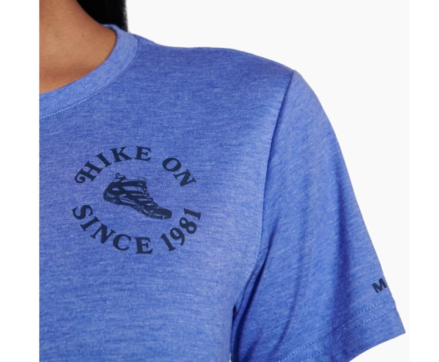Merrell Women's Baja Blue Heather Hike On Tee - Lightweight Hiking Shirt for Outdoor Adventures