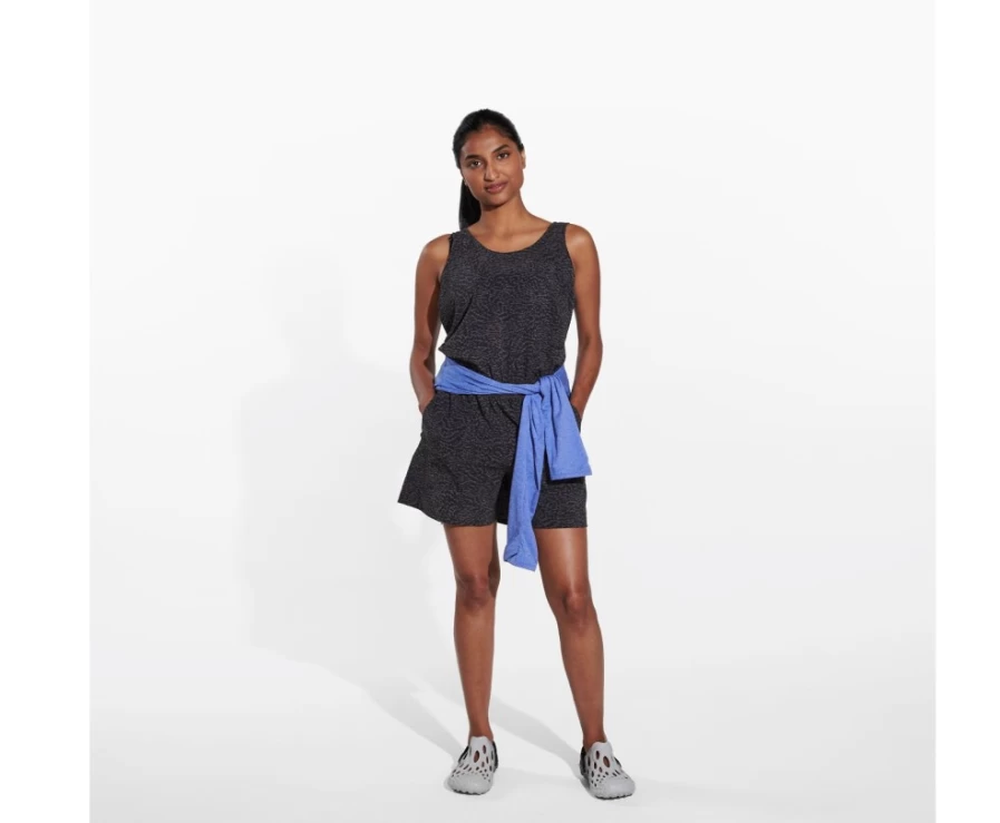 Merrell Women's Sierra Romper in Rock Mini Camo Print - Lightweight Outdoor Jumpsuit for Hiking & Adventure