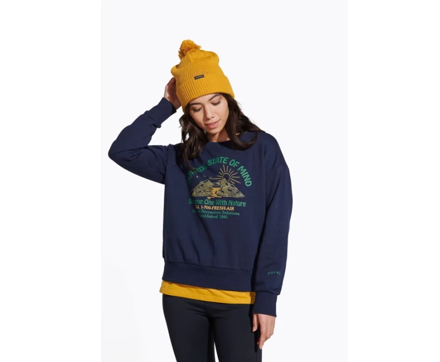 Merrell Women's Navy Outside State Of Mind Crew Neck Sweatshirt