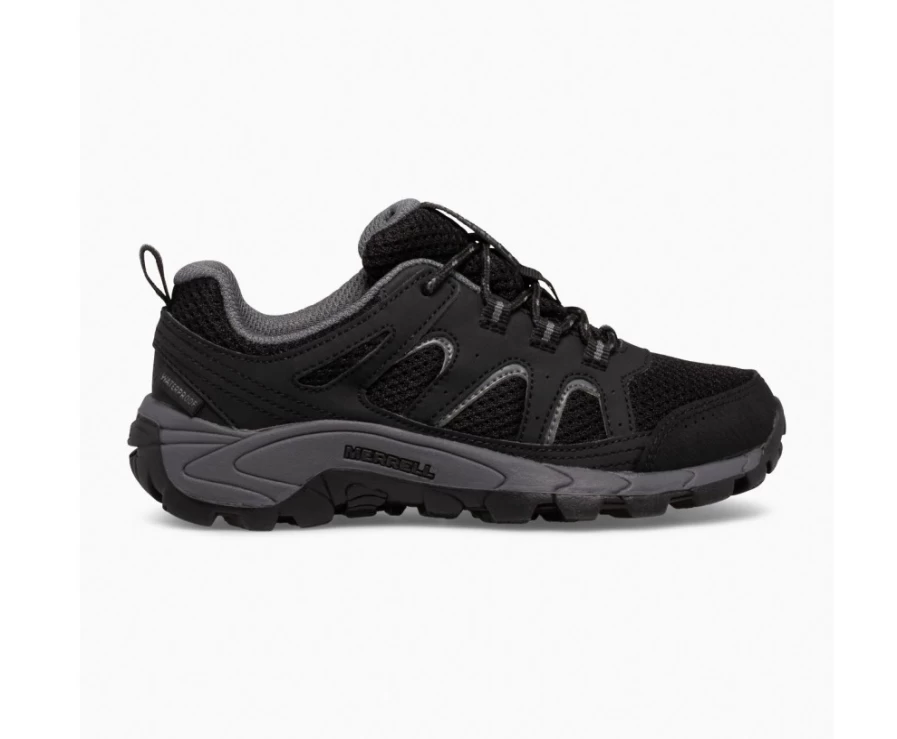 Merrell Kids' Oakcreek Low Waterproof Lace-Up Sneakers in Black/Grey