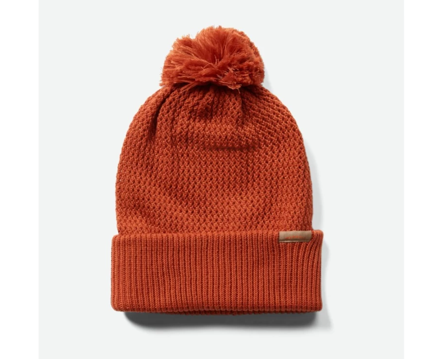 Merrell Waffle Bobble Beanie in Potters Clay - Knit Winter Hat for Men & Women