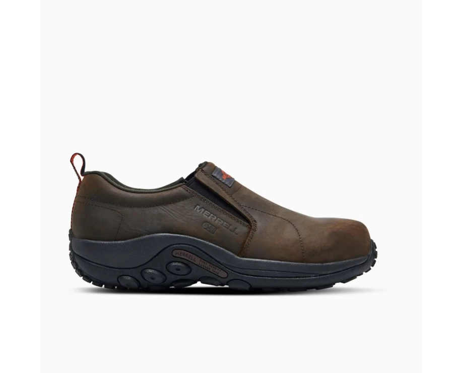 Merrell Men's Espresso Jungle Moc Leather Composite Toe Slip-Resistant Work Shoe Wide Width