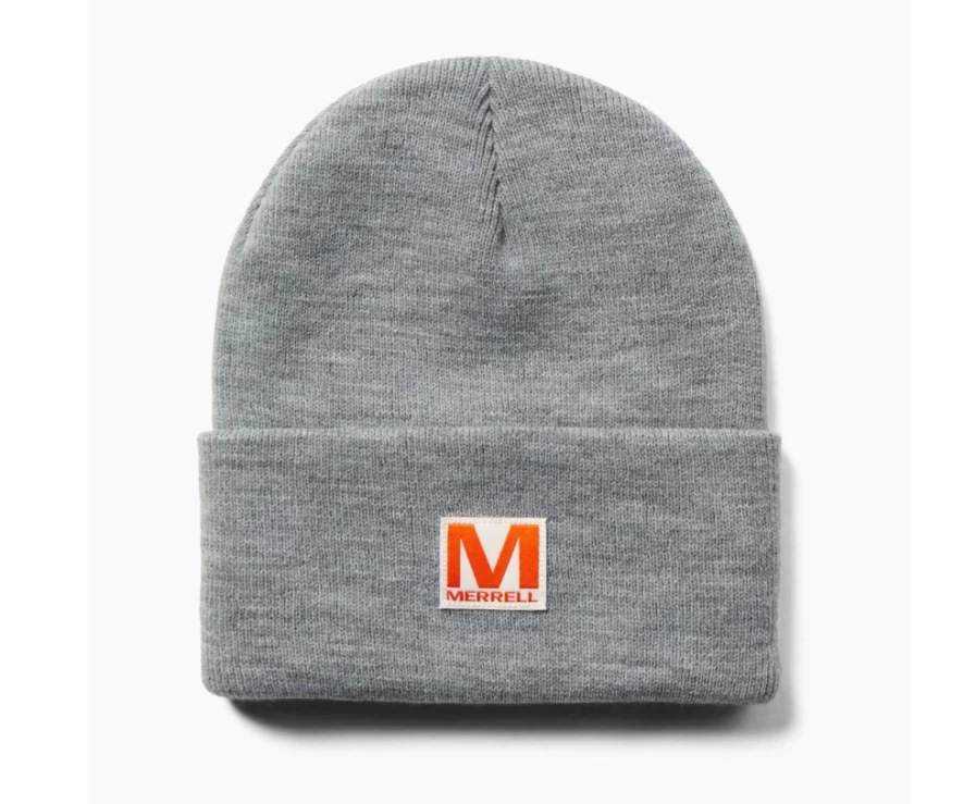 Merrell Patch Beanie - Grey Heather Winter Knit Hat for Men & Women