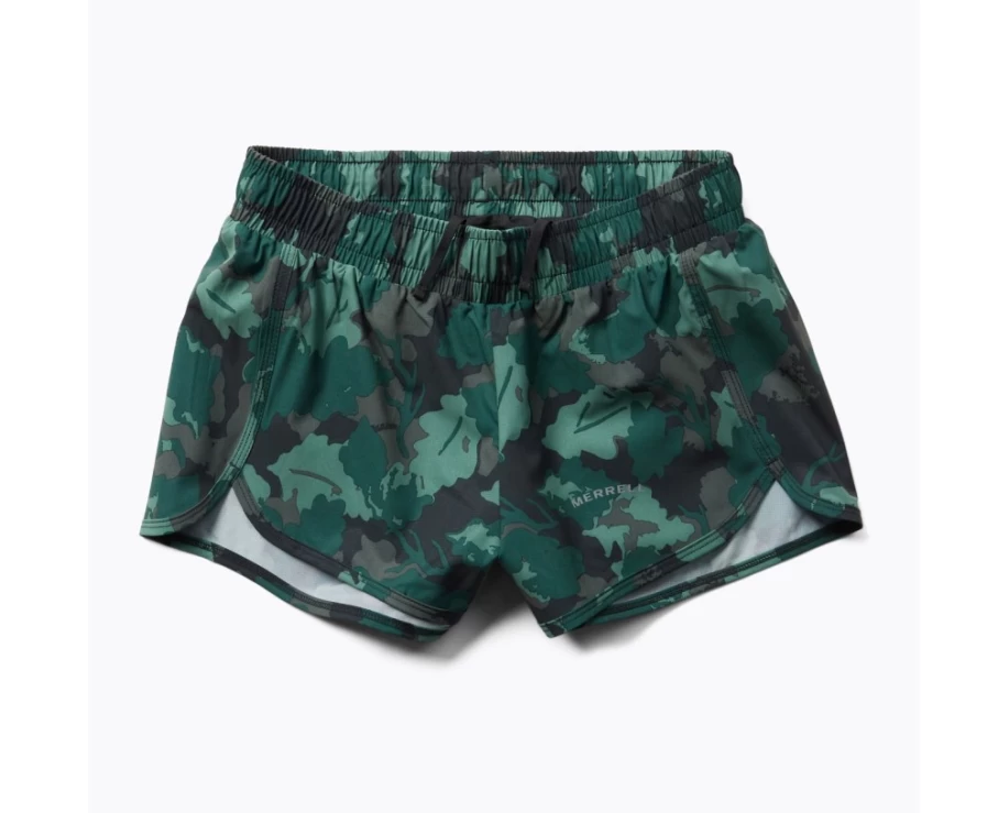 Merrell Women's Sea Moss Leaf Print Trail Running Shorts for Outdoor Fitness