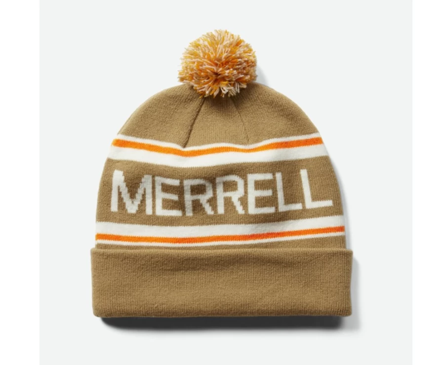Merrell College Pom Beanie in Sepia Tint - Warm Winter Hat with Pom Pom
