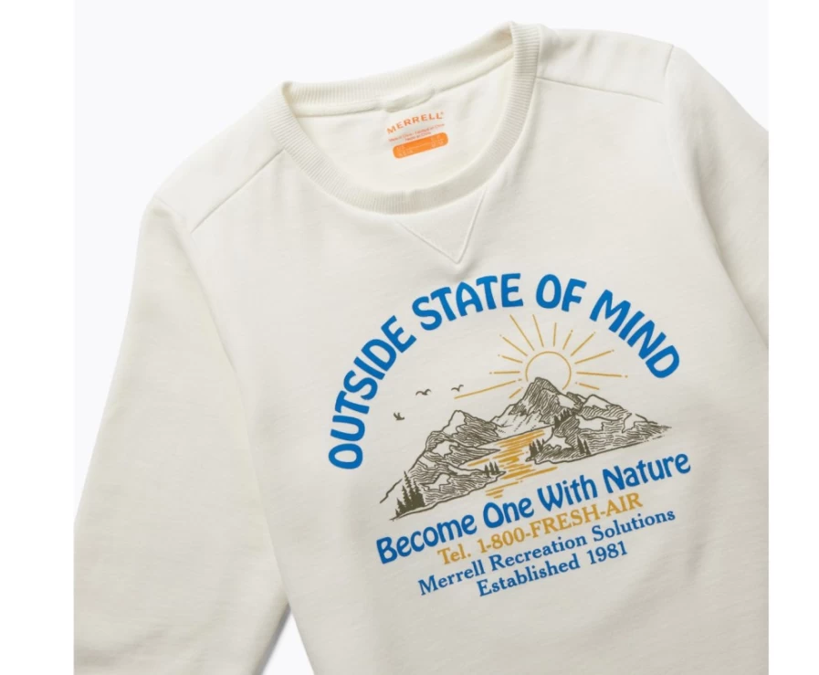 Merrell Women's Cloud Dancer Outside State Of Mind Crew Neck Sweatshirt